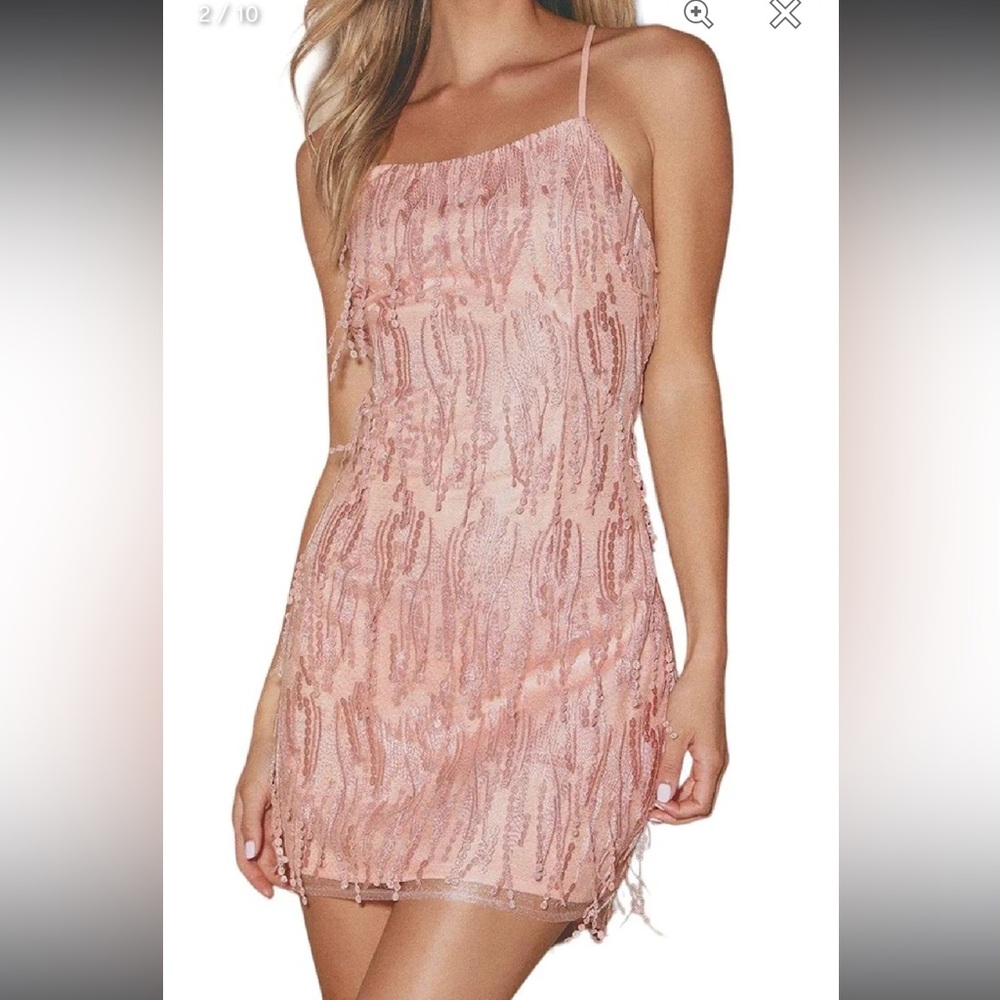 Lulus Pink Fringe Lace-Up Mini Dress size S